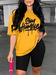 Summer Women's Letter Print Casual Neck Short Sleeved Female T-shirt Tops Tees Men Women 90s Black T-shirts Tops