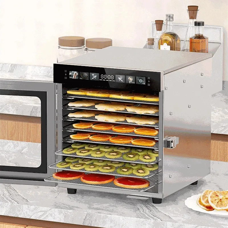 مجفف طعام من الدرجة التجارية 8 طبقات توقيت 12 ساعة وتعديل درجة الحرارة 50 ℃ -70 ℃   مناسبة لتجفيف الفواكه المجففة