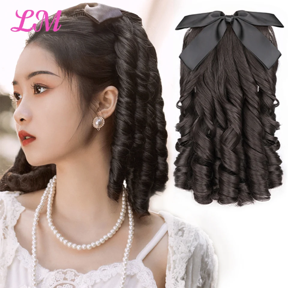 LM Royal Roll Hair Ponytail Clip Black Princess Hair Products Medieval Europen Hair For Women Evening Party Head Wear Accessorie