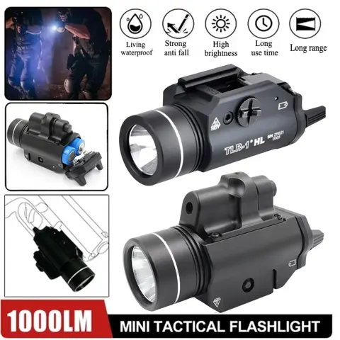 Tactical Weapon Flashlight Metal 1000 Lumens TLR1 LED Light 20mm GLOCK 17 Airsoft Rifle TLR7 Scout Torch Hunting Gun Lamp