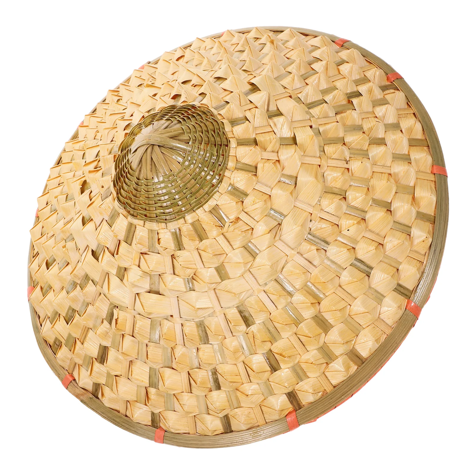 

Bamboo Stage Performance Hat Woven Chinese Traditional Rain Cap Anti Rain Adjustable Asian Straw Sun Hat for Party Festival