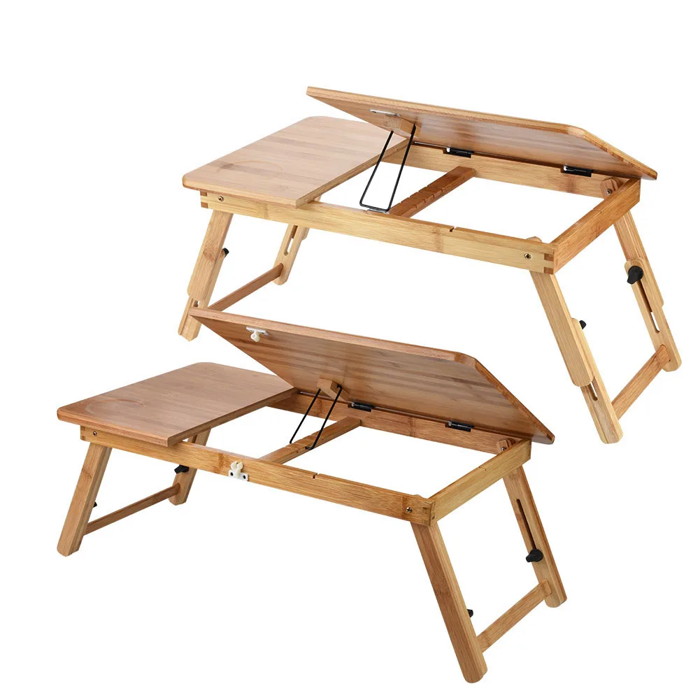 Laptop Stand Folding Lifting Table Portable Foldable Wooden Bamboo Laptop Table Sofa Bed Office Laptop Stand Holder Adjustable