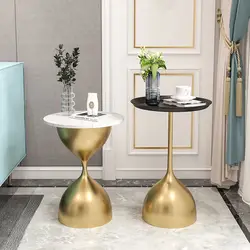 Nordic Simple Creative Light Luxury Wrought Iron Corner Table Living Room Sofa Round Side Gold Petite Table Furniture Console