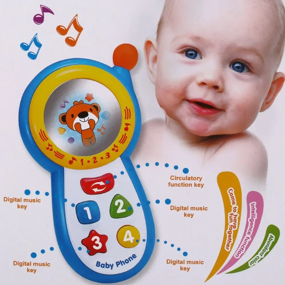 EBOYU – téléphone portable musical pour bébé, jouet, langue, avec boutons de couleur et miroir, cadeau pour enfants, CY1013-3A