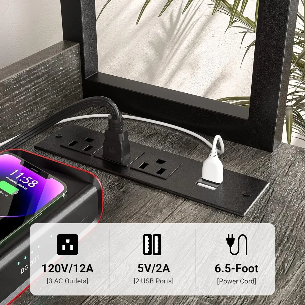 Homieasy-Armário Vertical com Bloqueio e Estação de Carregamento, gaveta grande, armário de madeira com estante, Printer Stand