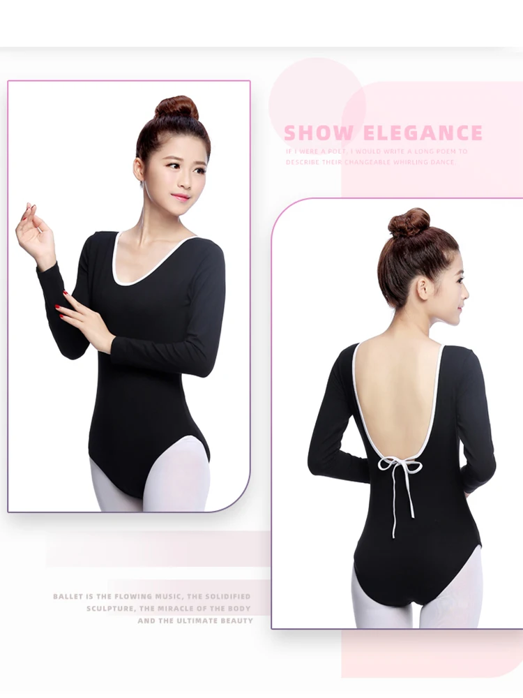 ملابس رقص الباليه الاحترافية للفتيات ، أكمام طويلة ، بدلة رقص قطنية ، ثياب جمباز ، شخصية أطفال ، ملابس تدريب على التزلج على الجليد
