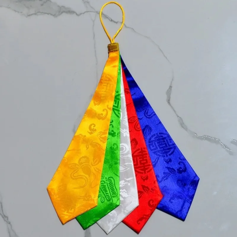 Tibetan Eight Auspicious Symbols Five-Colored Cloth Pendant Pure Handmade Religious Supplies Household Buddhist Hall Decoration
