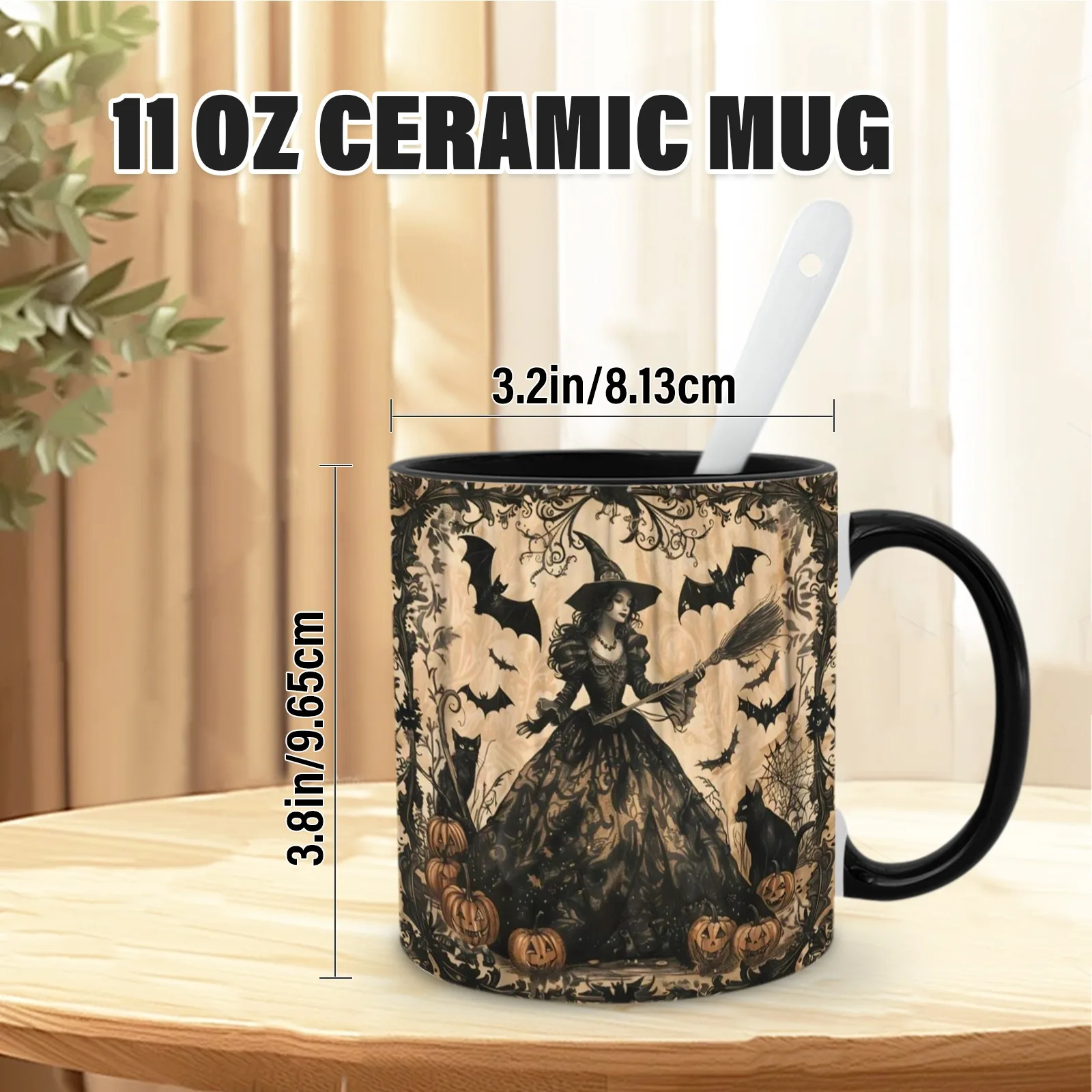 1pc 1pcs 1pc Halloween Witch Mug - Vintage Gothic Ceramic Cup with Witch Design, 11oz Tea Suitable for Home, Office, Party, Tumbler, Gift for &, Multi- for Home or -the- Use