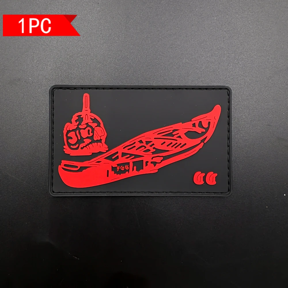 Black Line Boat-Shaped Pvc Glow-In-The-Dark Patch Badge for Backpacks, Shoes, Hats, Luggage, Personalized Decoration with Fleece Backing
