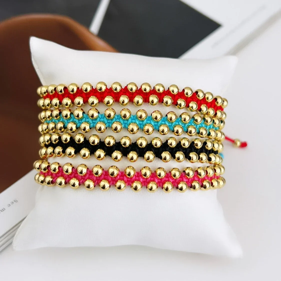 Handmade Braided Bracelets Friendship Hiphop Jewelry for Women Gift Gold Plated Beads Bracelet Woven Thread Pulseras Accessories