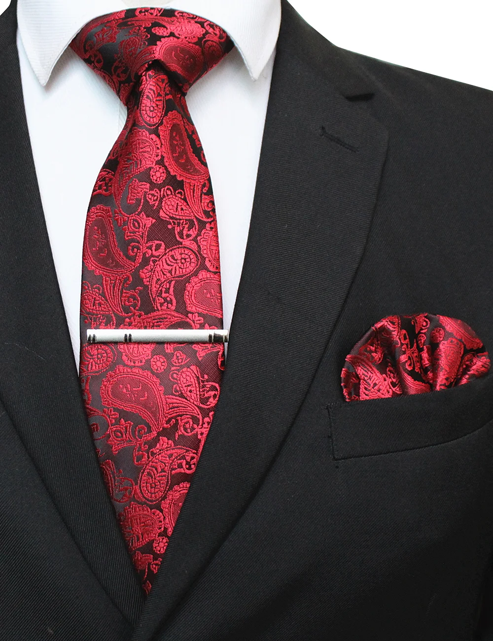 EASTEPIC 8 cm Neue Mode Blau Paisley Krawatte für Männer Einstecktuch Silber Clip Taschentuch Set Herren Krawatte Hochzeit Party – Detail 4
