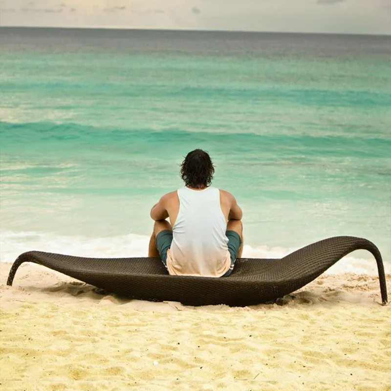 في الهواء الطلق سرير على شكل أوراق شجر منتجع فندق شرفة صالة كراسي الروطان فيلا خارجية حمام سباحة حديقة كراسي الشاطئ الروطان