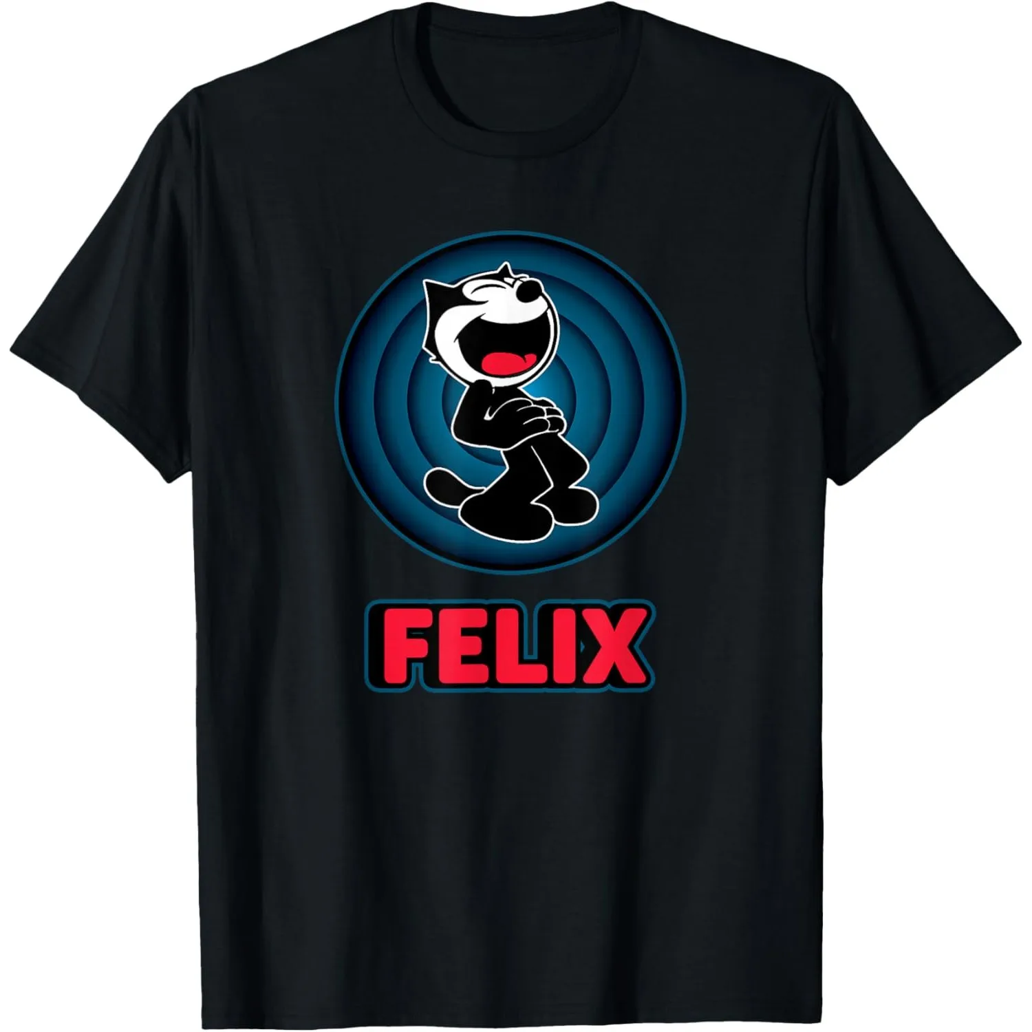 Felix The Cat Laughing Cartoon Graphic Tee Breathable Cotton Crew Neck T-Shirt for Men