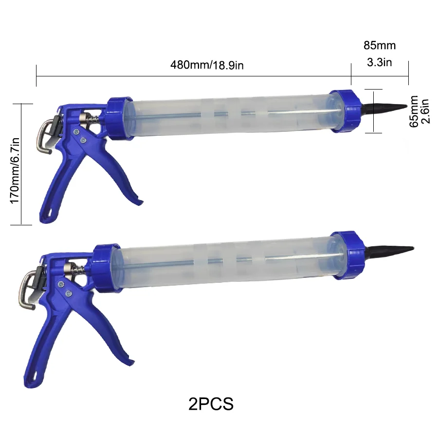 Transparent Tube Caulking Gun 15 inch Professional Aluminum Alloy Manual Caulk Gun for Windows Doors Household Construction Tool