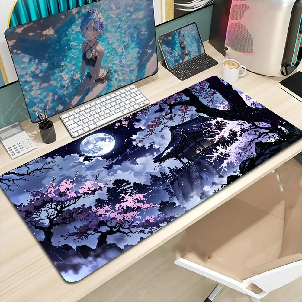 

Японский пейзажный ковер для мыши, большой ковер для настольного игрового стола XXL, резиновый, без швов, для клавиатуры, длинный офисный ковер