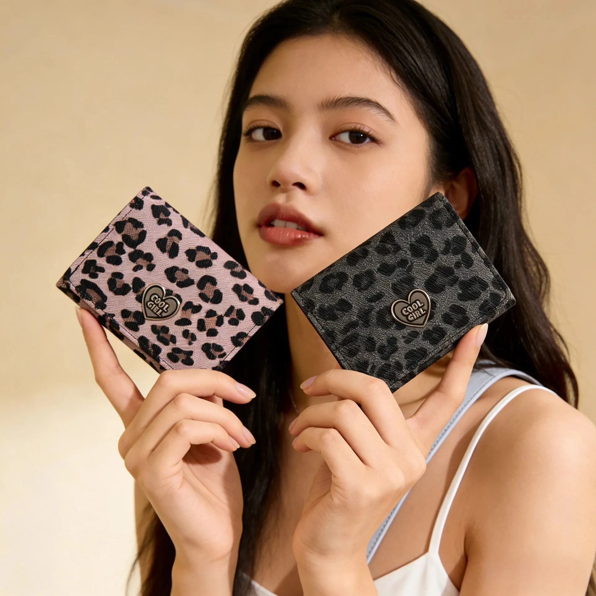 Portable Retro Leopard Print Coin Pouch Wallet Texture Multiple Card Short Square Purse Classic Korean Style PU Card Bag