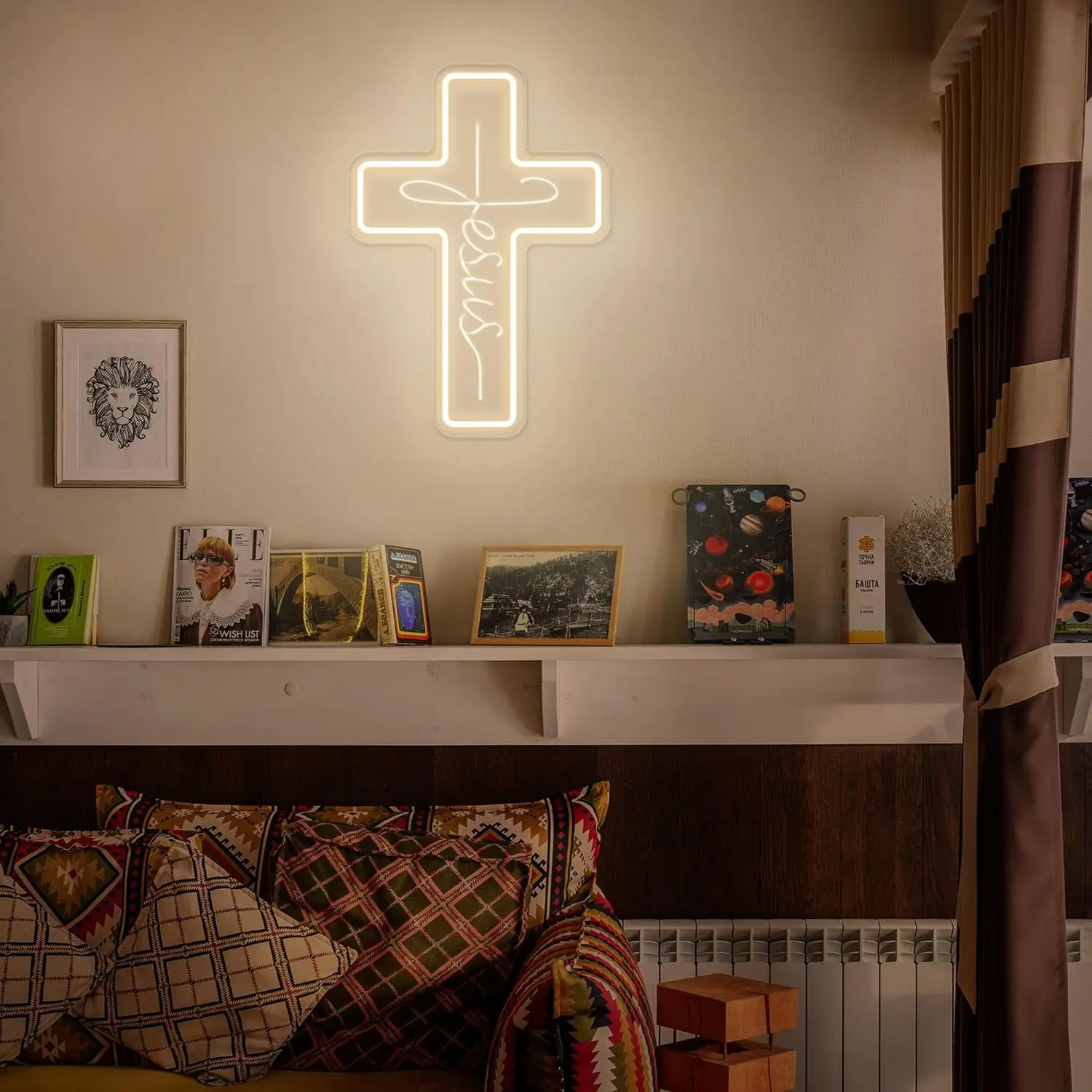 Cross Neon Signs LED Neon Light Sign Light Up Neon Signs for Bedroom Living Room Weddings, Home Decor, Christmas Easter