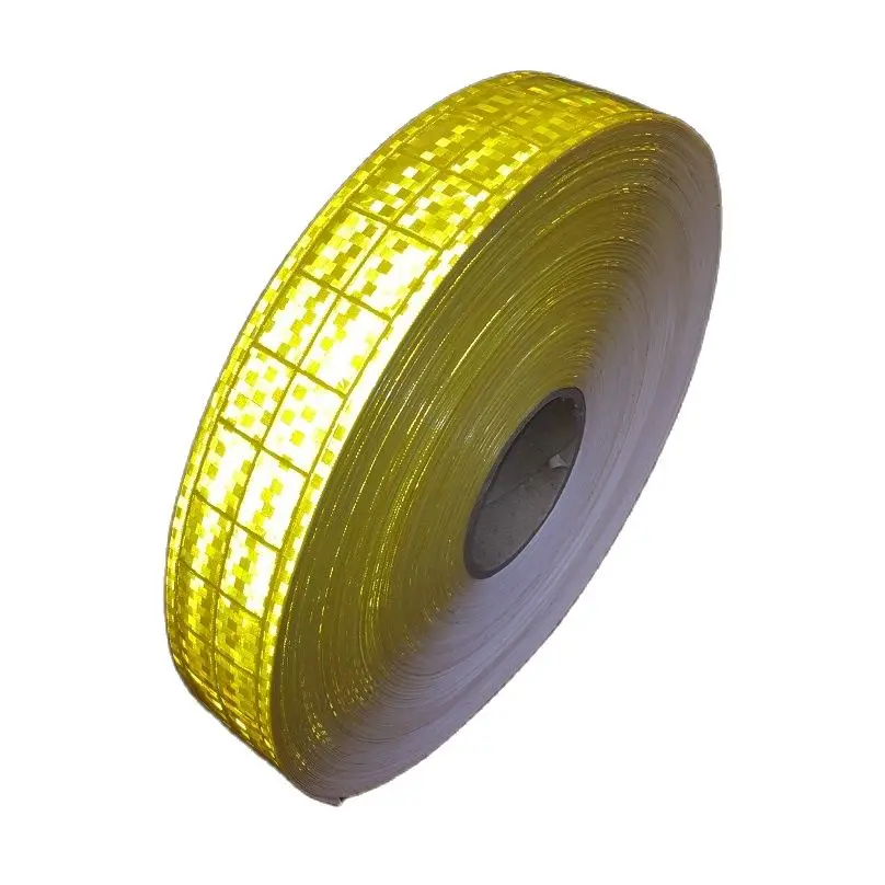 5CM * 100M Microprism PVC Reflecterende Fluorescerende Waarschuwing Tape Genaaid Voor De Kleding