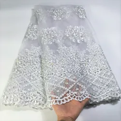 White African Lace Fabric 2022 High Quality Nigerian Lace Fabrics Tissu Africain Guipure Embroidery French Tulle Lace FabricHX12