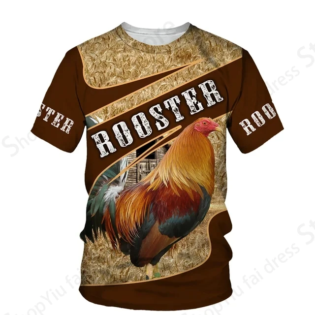 Animal Vintage Men\'s T-shirt 3d Rooster Print T-shirts Men Women Fashion Short Sleeve Tshirt Kid Hip Hop Tops Tees Male Camiseta