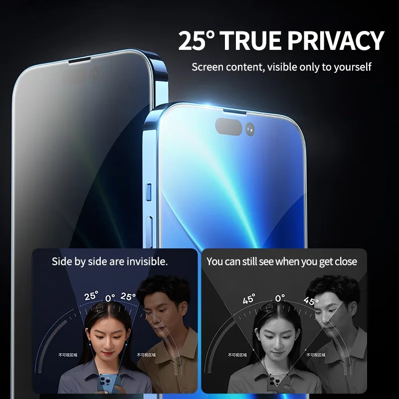 2 sztuki HD Anti-peeping Tempered Glass dla iPhone 14 Pro Max 13 12 Mini 11 Pro XS XR Screen Protector dla iPhone 8 7 14Plus Glass — zdjęcie 5