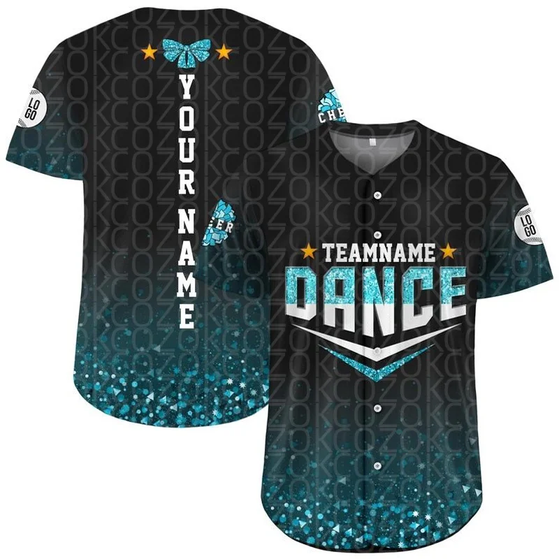 Dance Printed Team Baseball Jersey for Men Women Short Sleeve JerseyShirt Team Shirts Hip Hop Unisex Tops