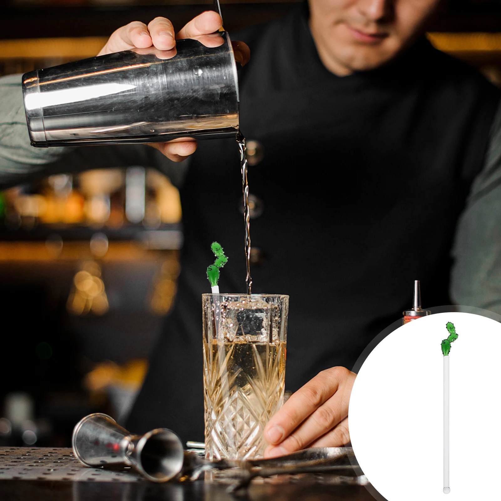 

1Pcs Stylish Cactus Swizzle Stick Multifunctional for Cocktail Fruit Juice Stirring At Bar Stirring Stick