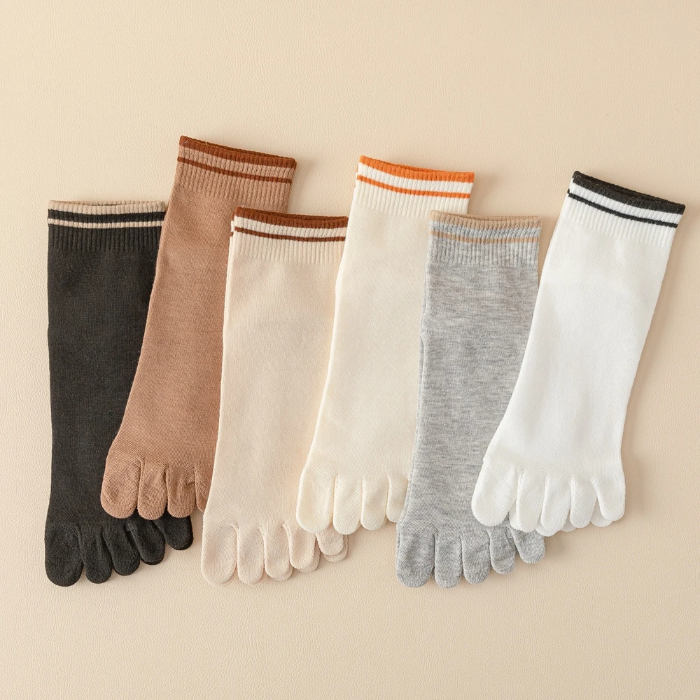 3/5 Pairs Women Five Finger Socks High Quality Cotton Toe Socks Autumn Spring Sports Athletic Ankle Socks with Five Finger