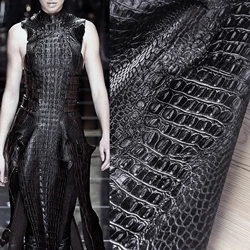 Black Italian crocodile three-dimensional texture leather cloth leather coat bag pu leather fabric