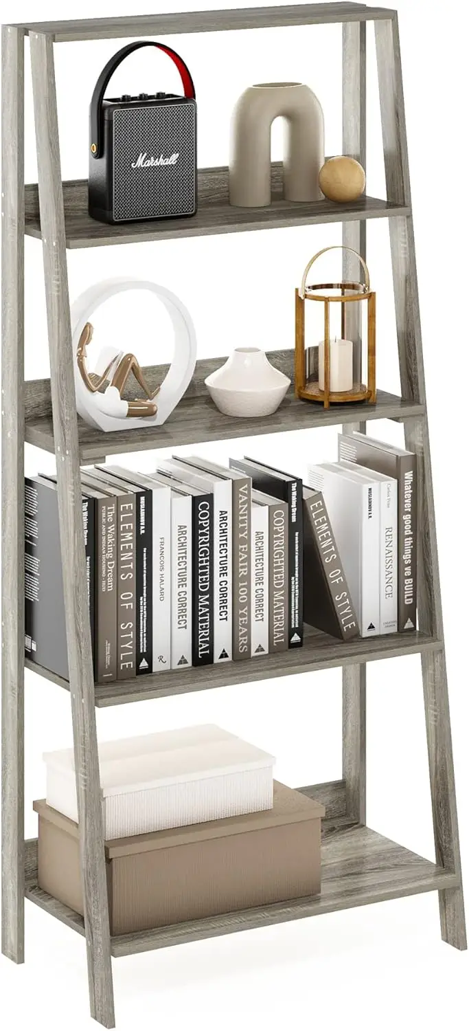 

5-Tier Ladder Bookcase, French Oak, Space-Saving Display Shelf for Living Room & Home Office