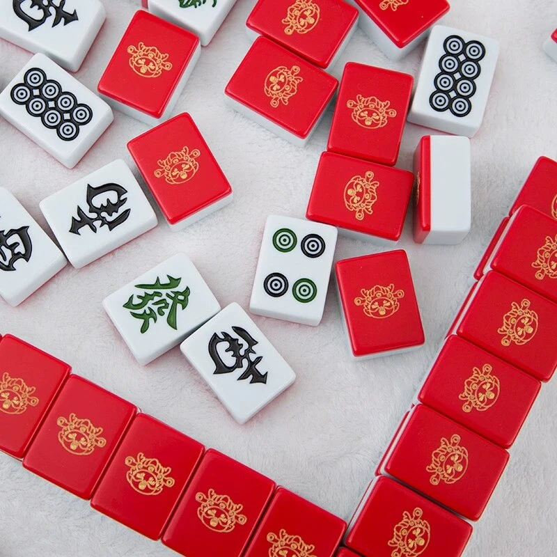 Size 40/42/44 Tile 144 PCS Mahjong, Machine Hand-playing Mahjong Table Game, Leather Box or Soft Bag Packing Mahjong Board Game