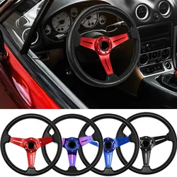 Universal Racing PU Leather Steering Wheel 350mm 14inch Aluminum Alloy Auto Sport Drifting Steering Wheels Deep Dish Corn Style