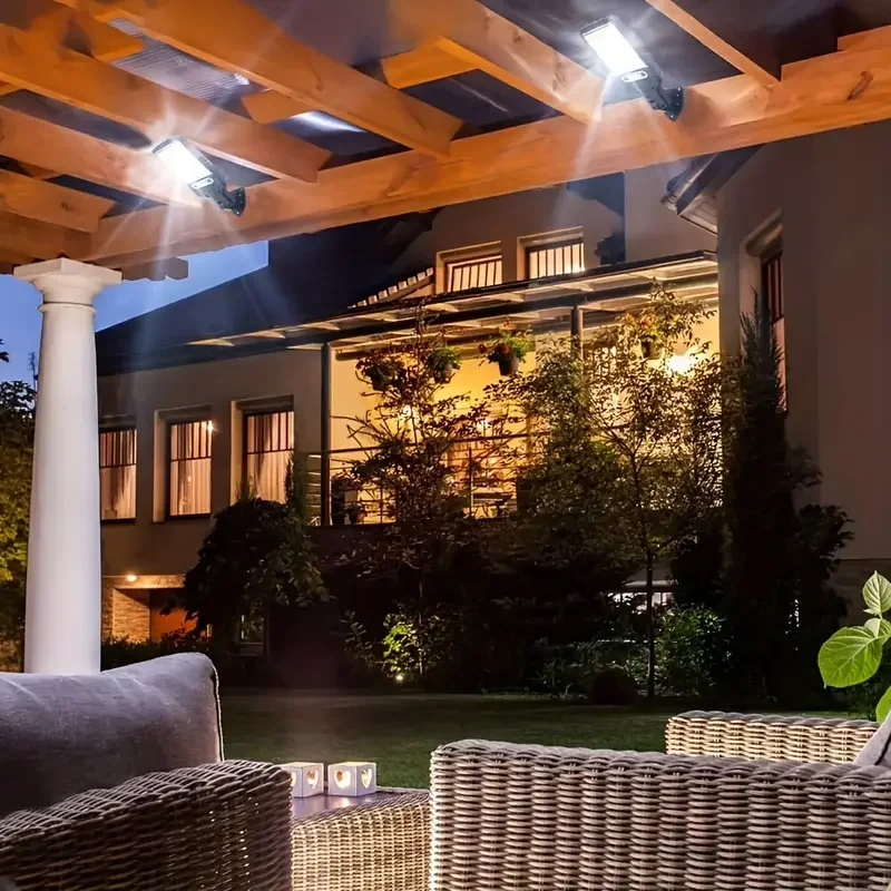 1/2/4 ضوء حثي يعمل بالطاقة الشمسية في الهواء الطلق مع مستشعر فائق السطوع وجسم الإنسان 3 أوضاع إضاءة مناسبة لمرآب الحدائق #6