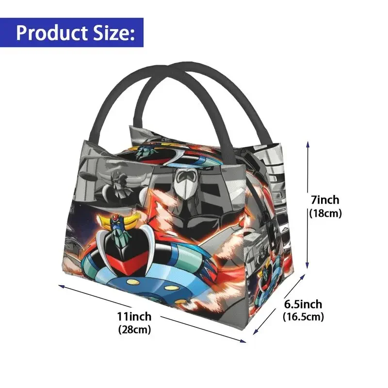 Goldrake Goldorak Anime Mazinger Z Resuable Lunch Boxes for Women Multifunction UFO Robot Grendizer Food Insulated Lunch Bag