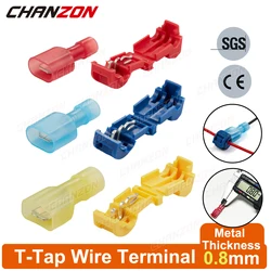 20PCS T-Tap Crimp Quick Splice Connectors Cord Joint Self-Stripping Cable Electrical Wire Disconnect Wiring Terminals 22-10Awg