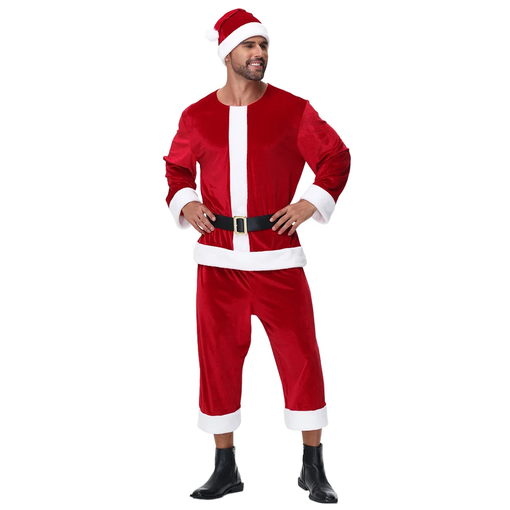 MINISO Weihnachten Weihnachtsmann Kostüm Rot Cosplay Familie Dress up Party Urlaub Neujahr Kleidung Set für Männer