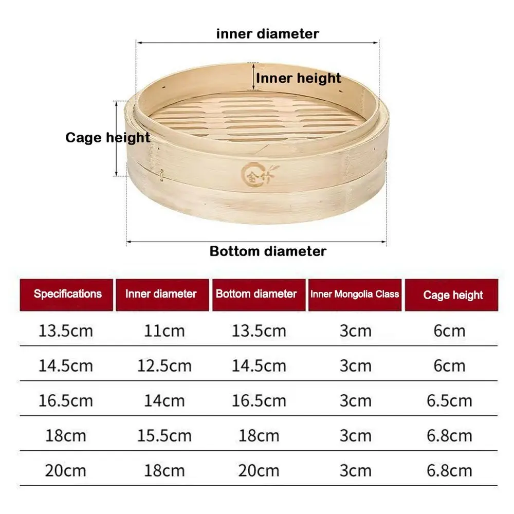 Portable Handmade Bamboo Steamer Stackable with Lid Dumpling Steamer Large Capacity Steamer Basket for Chinese Food Making