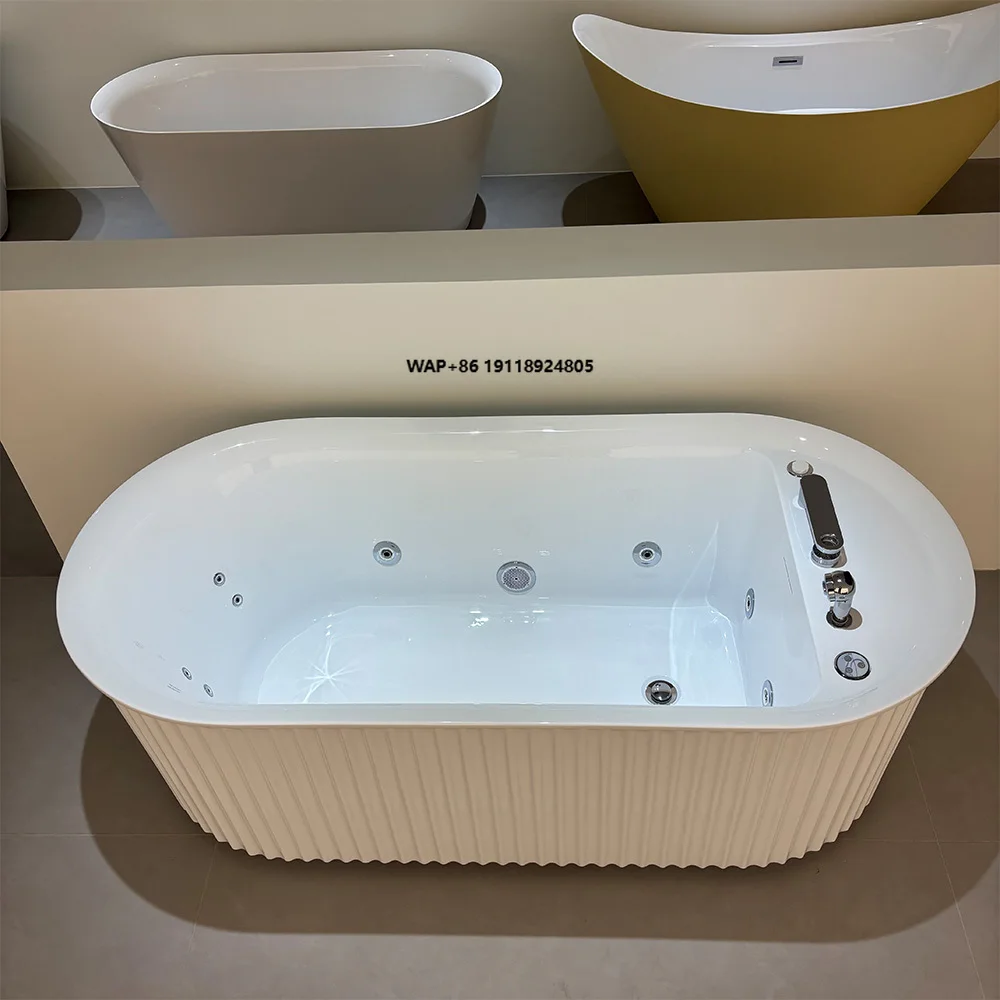 Modern Acrylic Massage Bathtub Freestanding Whirlpool 10 Jets Durable Premium 3-Year Warranty Independent Design Bathroom Use