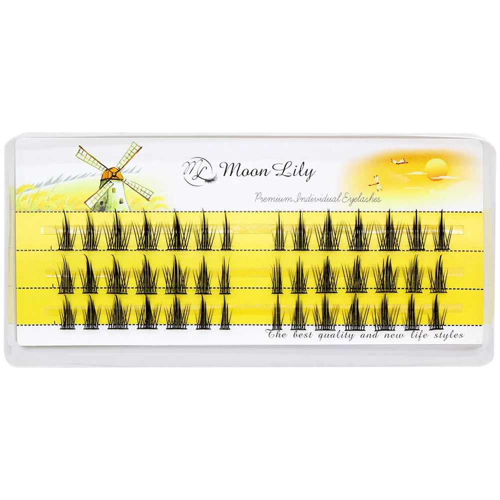 Moonlily Natural Soft Individual Lash Extension Clusters Eyelash Extensions Russian Lashes DIY Dovetail Segmented False Lashes