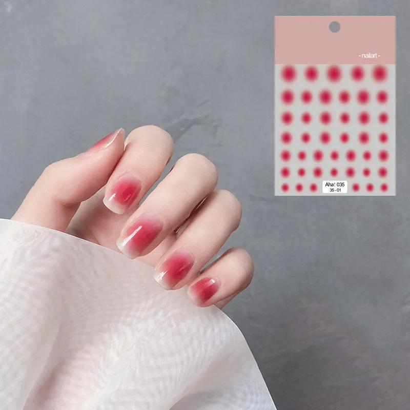 Auto-adesivos para nail art, 1 parte, rosa, ombre, redondo, gradiente, translúcido, blush, decoração, azul