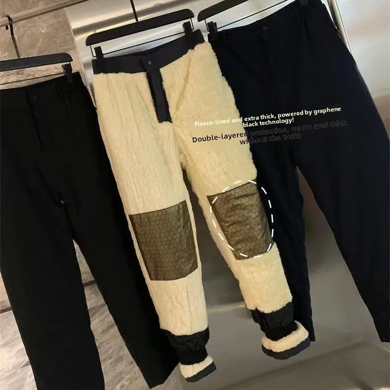 

Thiened Fce aphene Heat Storage Winter Men's Outdoor Windproof Warm Cotton Straight Leg Casual Pants