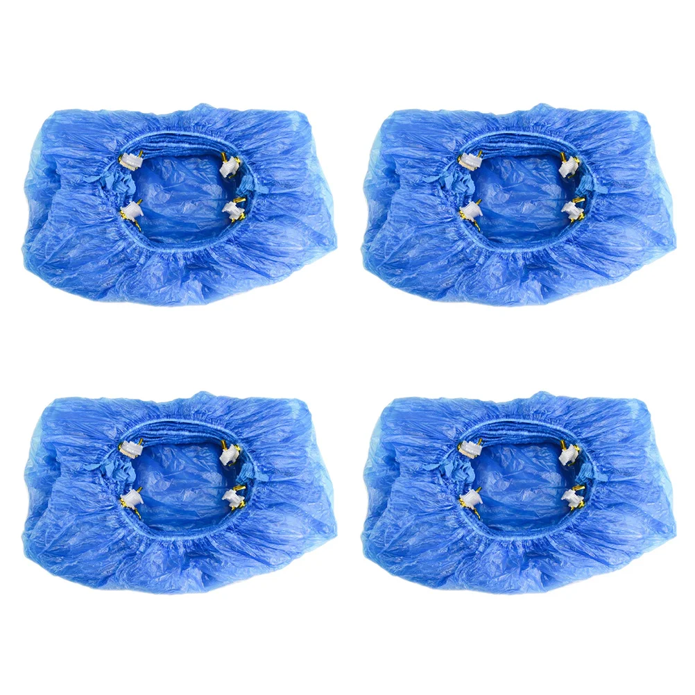 

100pcs Disposable Plastic Shoe Covers Anti-Slip Dust Proof For Home Factory Hotel Clean Room T Button Fastening