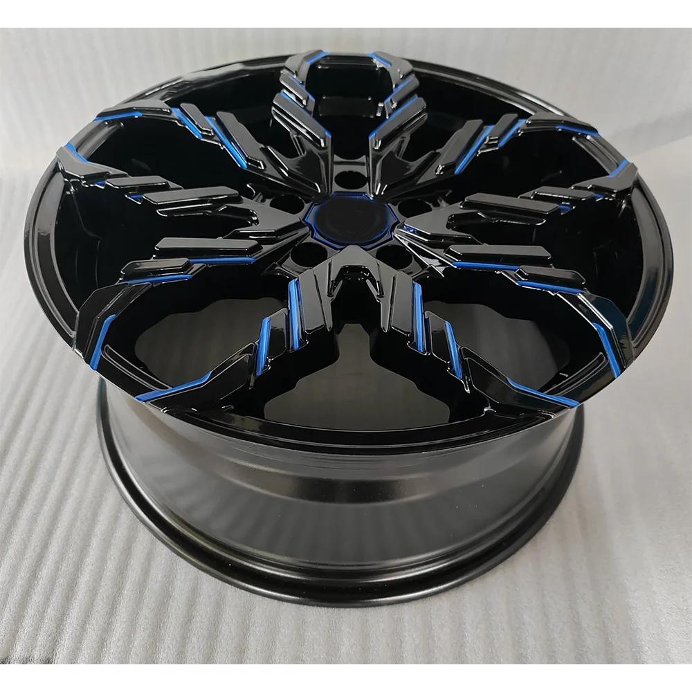 Offroad Wheel Rims 18 Inch Offset 35 Passenger Car WheelsBlack With Blue 5x114.3 Aluminum Alloy Wheels , 100% tested well