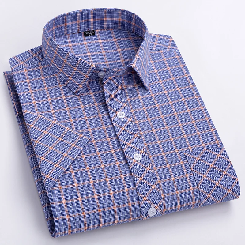 Geruite Shirts Met Korte Mouwen Voor Mannen Katoenen Engeland Preppy Klassiek Gecontroleerd Zomer Nieuwe Mode Kleding Zakenman Casual Shirts