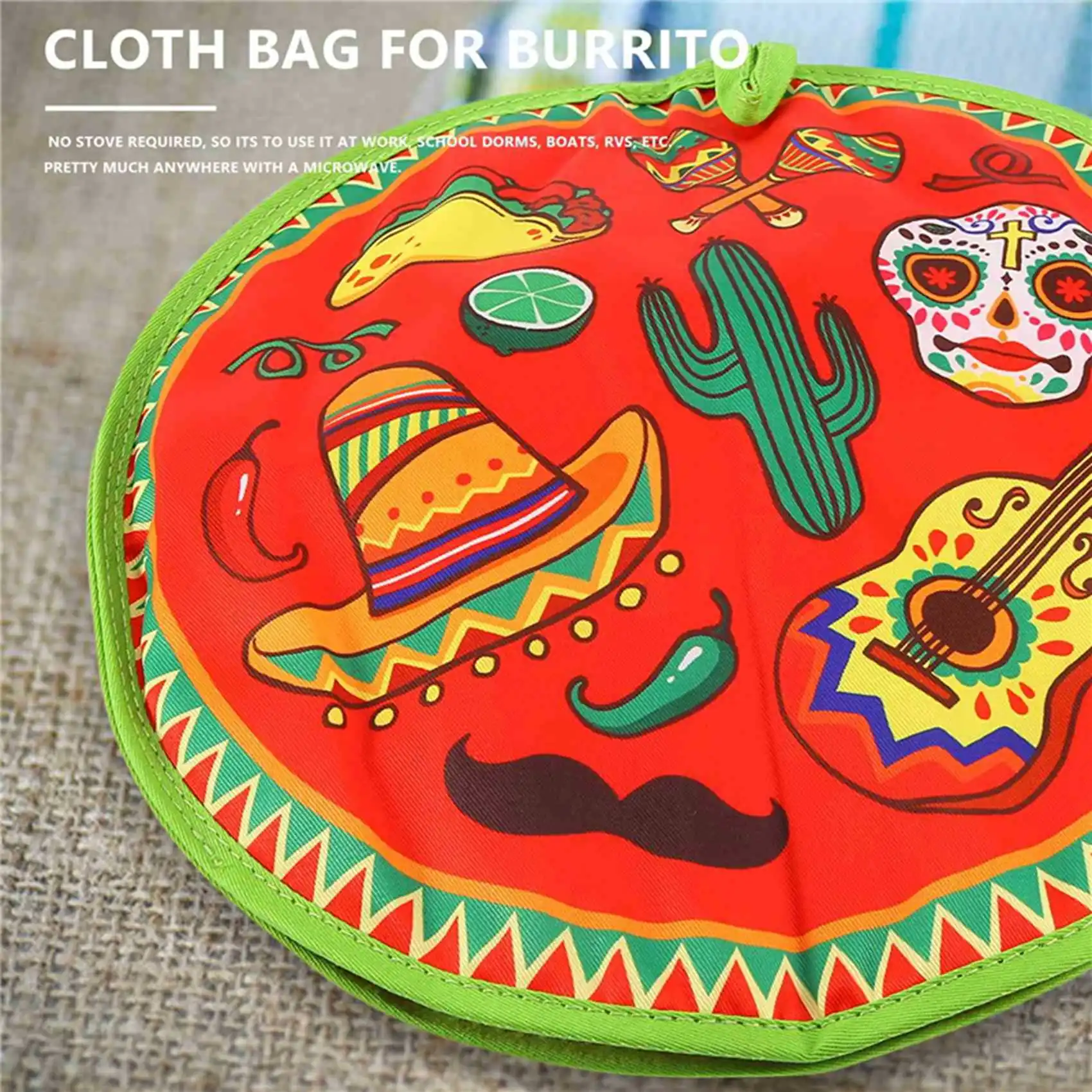 حقيبة قماش مقاس 12 بوصة لبوريتو، حقيبة محمولة لتدفئة التورتيلا للمنزل لمطعم الميكروويف فطيرة الطعام، A HY