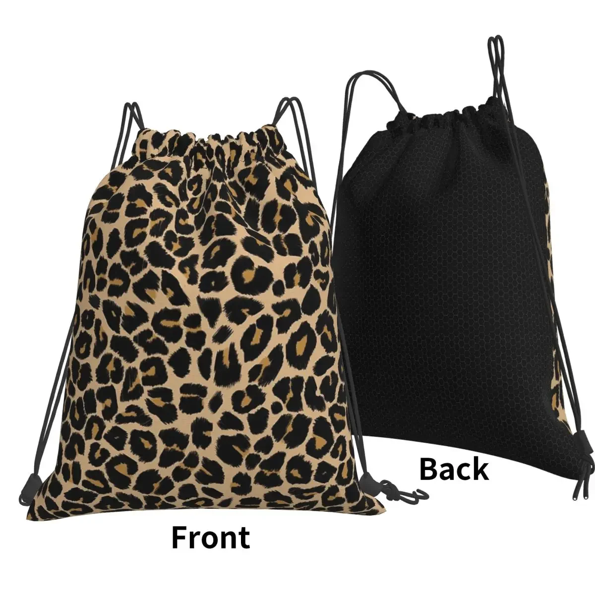 Leopard Print Traditional Colours Backpacks Casual Drawstring Bags Sundries Bag Book Bags for Man Woman School