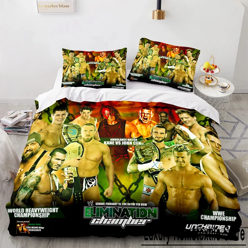 

2025 WWE RAW Single Double Wrestling Bedding Set Queen King Size Duvet Cover for Boys Bedroom 3D Print Quilt Cover Pillowcase