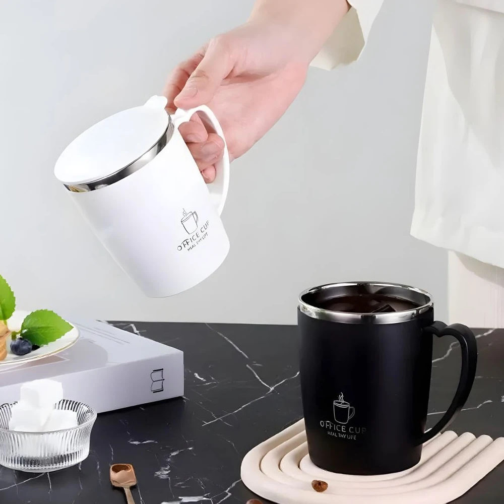 350 ml Thermosbecher 304 Edelstahl Kaffeetasse mit Griff Auslaufsichere Isolierflasche Isolierbecher Tragbare Thermo-Wasserflasche