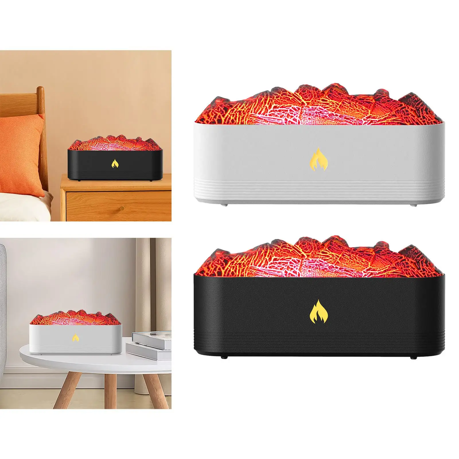 محاكاة لهب الزيت العطري الناشر ، متعددة الأغراض 7 أضواء ملونة ، مرطب النار للمكتب ، سبا ، المنزل ، اليوغا ، غرفة نوم