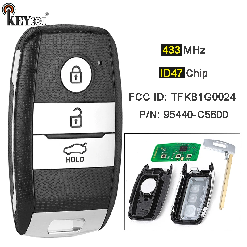KEYECU 433MHz ID47 Chip PN: 95440-C5600 FCC ID: TFKB1G0024 Keyless-Go Smart Remote Car Key Fob لكيا سورينتو 2018 2019 2020 #1